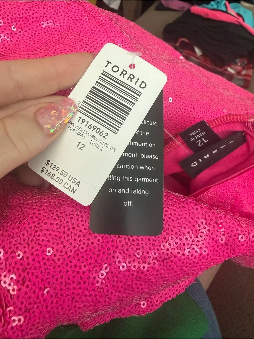 Plus-Size Hot Pink Sequin Midi Dress with Front Slit - Picture 5 of 6